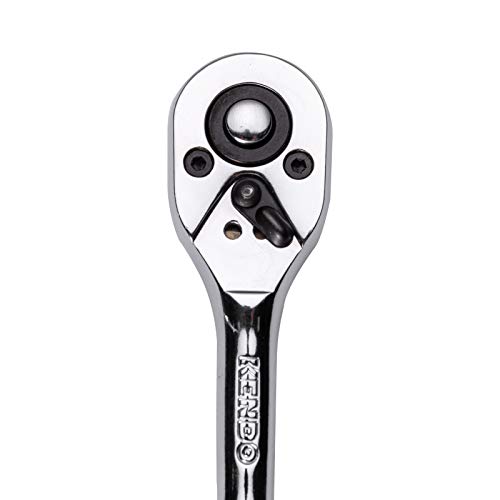 Kendo 35-Pieces 1/4’’ Dr. Ratchet Socket Wrench Set - Professional Crv Sae & Metric Sockets + Bits With 72 Tooth Reversible Quick Release Wrench, Extension Bars & Adapter - Premium Carry Case Included #TOP4