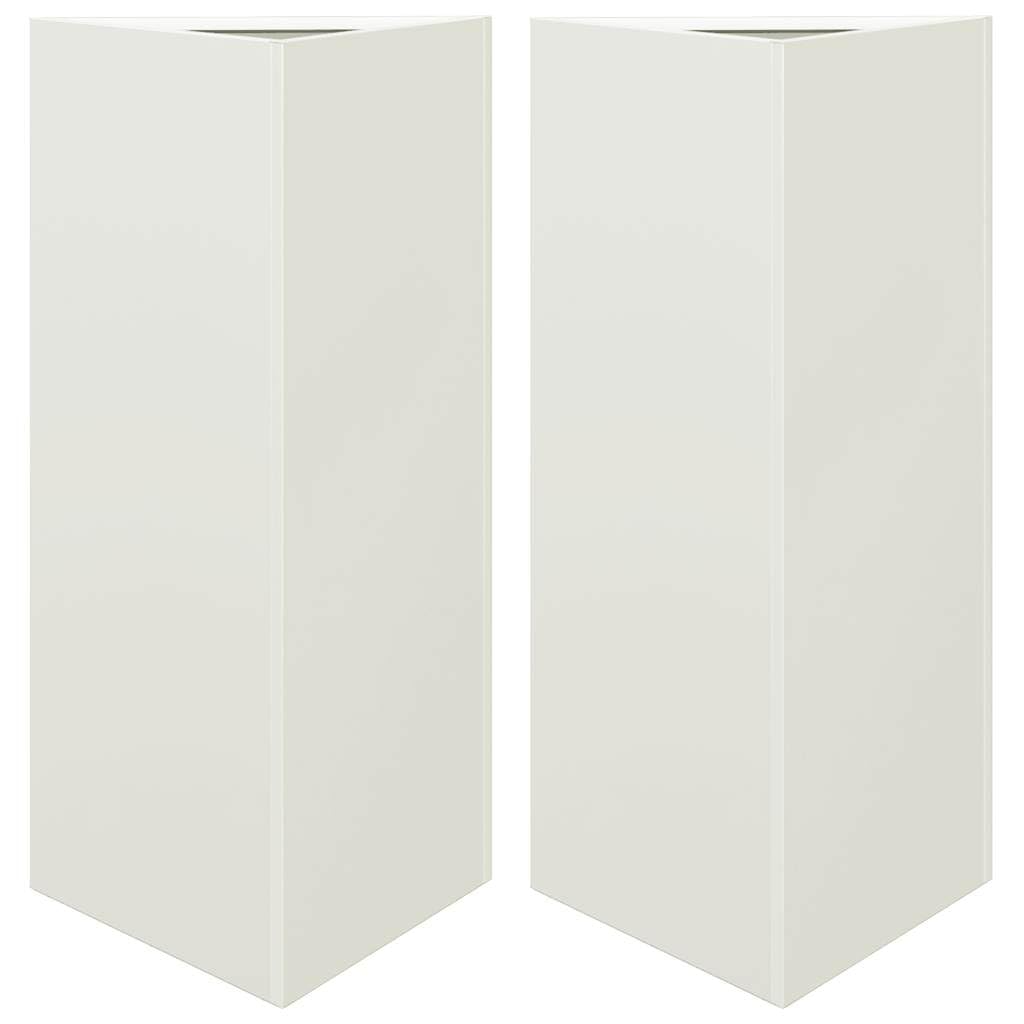 vidaXL Fioriere 2 pz Bianche Triangolari 40x34,5x75 cm in Acciaio, fioriera, fioriera da Patio, Vaso Fiori da Esterni, fioriera da Esterno