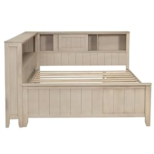   LUSPAZ-Full-Size-Wood-Daybed-with-Storage-Shelves-and-3-Drawers-Farmhouse-Style-Sofa-Corner-Bed-with-Wooden-Solid-Salts-Easy-Assembly-No-Box-Spring-Required-for-Living-Room-Bedroom-Antique-White
