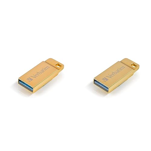 Verbatim Metal Executive USB 3.0-Stick 16 GB, USB-Stick - Wasser- und staubdicht - bis zu 80 MB/s Lesen - bis zu 25 MB/s Schreiben - Gold (Packung mit 2)