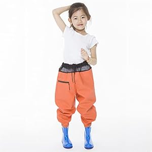 Kindervisbroek, steltlopers neopreen verstelbare schouderriem waterdicht en comfortabel kamperen vliegvissen (kleur: oranje)