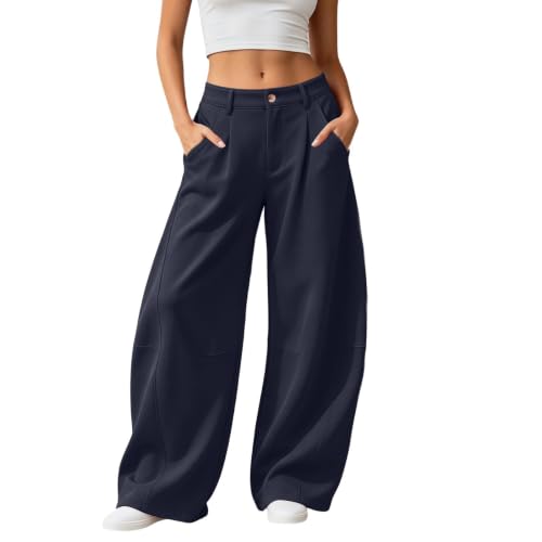 Elneeya Womens Barrel Sweatpants Loose High Waisted Casual Office Pants - image 1