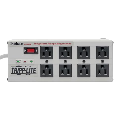 Image of Tripp Lite ISOBAR8ULTRA Isobar 8 Outlet Heavy Duty Power Strip Surge Protector, 3840 J, 12' Cord, Flat Plug, Metal Power Strip,Industrial Garage Work Shop Bench,Under Desk & Wall Mountable (Pack of 6)