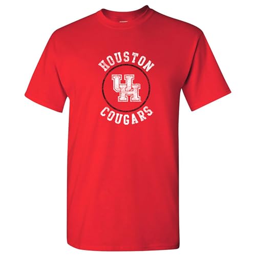 UGP Campus Apparel AS04 - Houston Cougars Distressed Circle Logo T-Shirt - X-Large - Red
