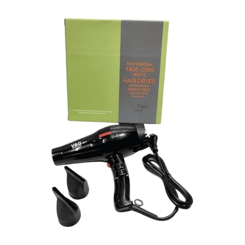 Image of SMS India V&G Salon Professional Hair Dryer 1800-2000 Watts 2 Setting Hair Dryer (Hot And Cold) 8811, Black