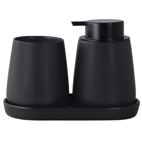 La mejor selección de Accesorios para baño de ceramica , tabla con los diez mejores. 47 Eyrozia - Juego de accesorios de baño negro mate, juego de 3 dispensadores de jabón de cerámica, juego de accesorios para encimera de cambiador, incluye dispensador de jabón de...