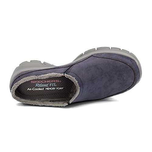 Image of Skechers Women's Clogs - Relaxed Fit: Easy Going - Latte-Twin Gore Open Back Suede Fur Slip-On Clogs with Air Cooled Insole