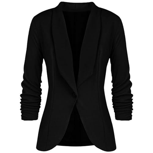 Blazers for Women Business Casual Ruched Long Sleeve Button Open Front Slim Fit Elegant Office Work Fall Suit Jackets