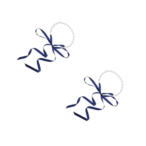 LOGOFUN 2pcs Elegant Rhinestone Bridal Waist Chain with Dark Blue Ribbon and Feather Fascinator Hair Clip for Wedding Bridesmaid Party Accessories3