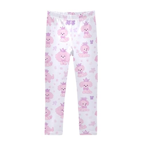 Wusikd Cute Pink Crowns Girls' Leggings Toddler Doodles Bows Kids Yoga Pants Dance Active Tights 4T
