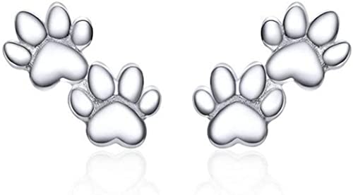 BSLVWG Süßer Welpe Haustier Pfote Ohrstecker Sterling Silber für Frauen Mädchen Niedlich Tier Hund Auto Fußabdruck Ohrring Ohrstecker Piercing Hypoallergen Modeschmuck