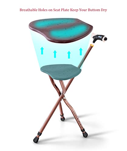 Cane With Seat Sturdy Wide Seat Adjustable Height With Led Light Fluffy Cushion For Elderly Travel Walking Aids Stick Chair Light Hold 350 Lbs #TOP1