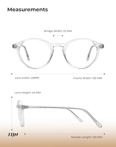 Image of TIJN Blue Light Blocking Glasses Men Women Vintage Thick Round Rim Frame Eyeglasses