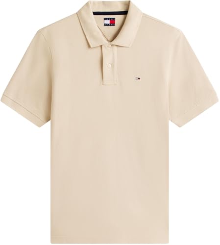 Tommy Jeans Herren Poloshirt Essential Regular Fit, Beige (White Clay), XL – Ansicht 6