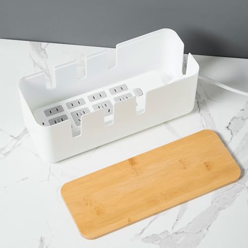 Caja de cable de madera para ordenador y concentrador USB 2