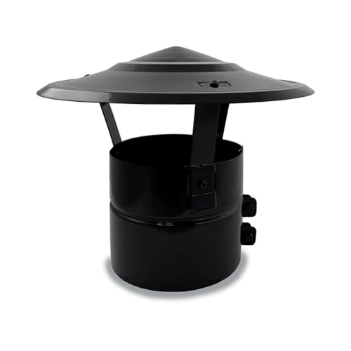 CAEXVEN Sombrerete Fijo para chimeneas en Acero pintado en Negro - Serie lisa - 120 mm