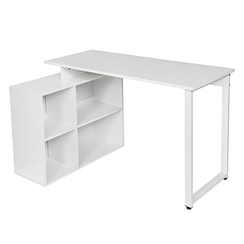 EUGAD 0077ZZ Schreibtische Computertisch PC-Tisch Bürotisch Arbeitstisch mit Ablagen Holz Weiß 116x75x80cm