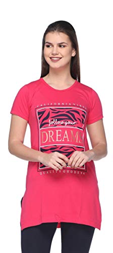 Image of In Love Women's Printed Cotton Plus Size Longline T-Shirt Half Sleeve with Pockets Pack of 2