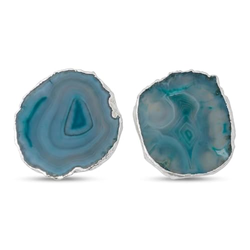 Image of Natural Agate Stone Tea Coasters Set | Premium Stone Coasters for Tea, Coffee & Glass | Heat Resistant Coasters for Dining Table, Office Desk & Home Decor | Pack of 2 | Color -Green