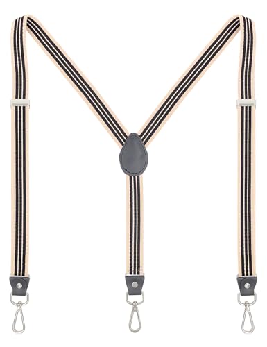 Listado de Tirantes para sujetador para Mujer que Puedes Comprar On-line. 45 Ausukler - Tirantes para mujer con 3 ganchos giratorios y correa de 1 pulgada de ancho para jeans y pantalones cortos, también para hombres delgados o jóvenes, Beige-Negro, Talla...