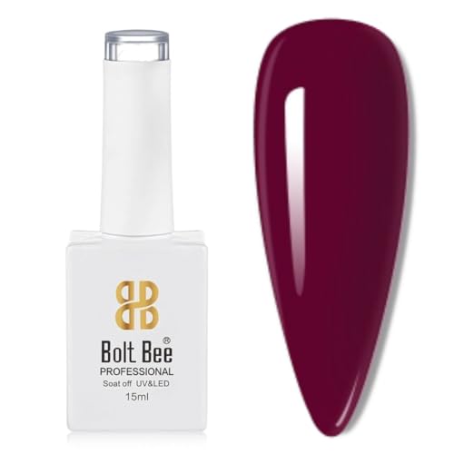 Image of Bolt Bee Burgandy Red Color Gel Nail Polish Soak Off UV Gel DIY at Home Manicure Salon Nail Art (170, 15ml)