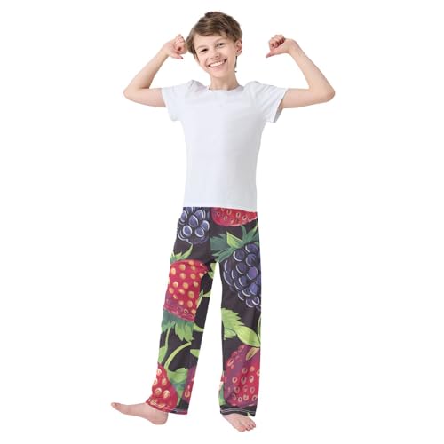 ZZXXB Berry Strawberry Boys Long Pants Soft Trousers Elastic Waist Kids Lounge Bottoms with Pockets S-XL3