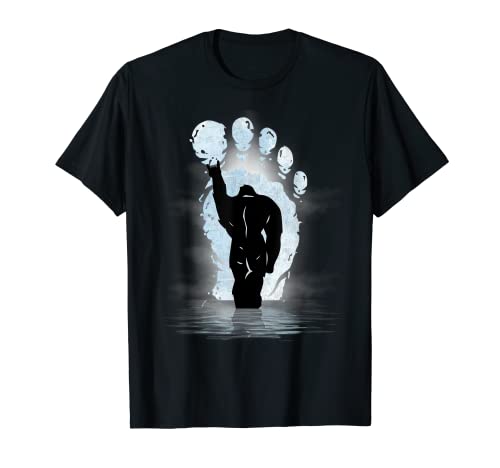 Bigfoot Footprint Moon Light Rock & Roll divertente Sasquatch Maglietta