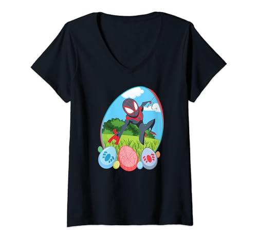 T-shirt col V Marvel Spider-Man Miles Morales vêtement léger anti-transpiration pour Pâques
