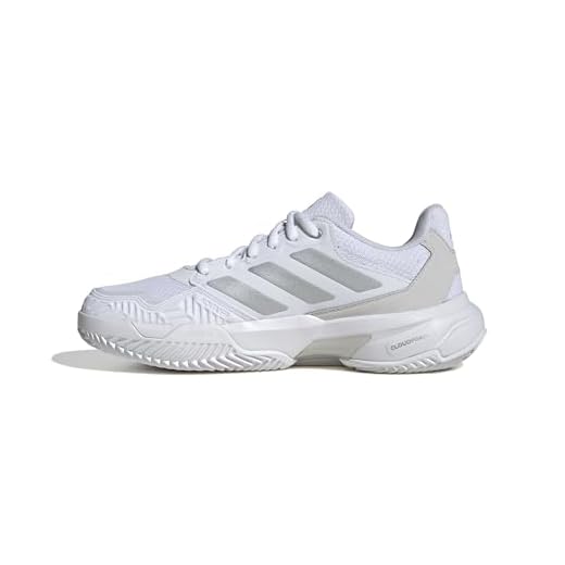 adidas Femme CourtJam Control 3 Womens Clay Tennis Shoes Chaussures, Cloud White/Silver Metallic/Grey One, 36 2/3 EU