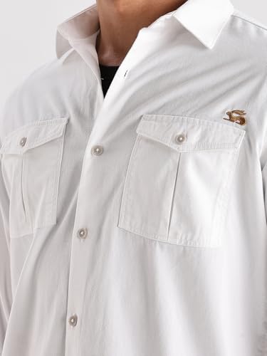 Image of Adro Cargo Shirt for Men with Double Pocket | 100% Cotton | Full Sleeve | Regular Fit
