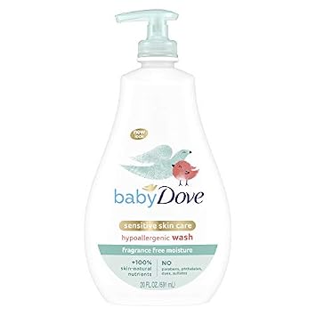 Image of Baby Dove Sensitive Skin Care Baby Wash For Baby Bath Time Fragrance Free Moisture Fragrance Free and Hypoallergenic, Washes Away Bacteria 20 oz