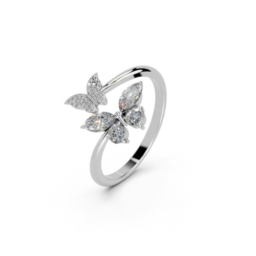 Miss Highness 925 Sterling Pure Silver Ring for Women, Butterfly ...
