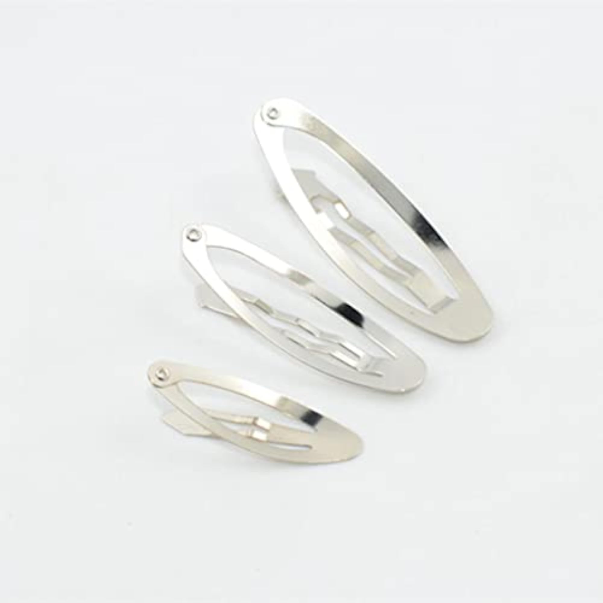 Rounded Snap Clip Oval Silver Metal Hair Bow Click Barrette, Pack of 50