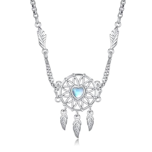 CRWENG Collier attrape-rêves en argent sterling 925 avec pendentif ange gardien romantique cadeau pour femme, taille unique, Argent sterling, Zircon