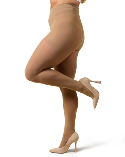 Image of MeMoi Plus Size Curvy Control Top Tights, Comfortable and Lightweight Tummy Control Tights - Sizes 1X-7X