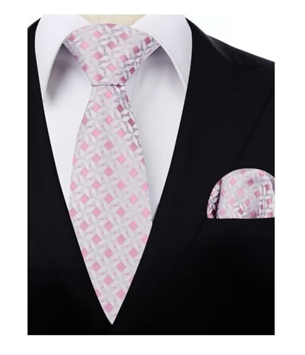 Image of Alizeal Mens Vintage Solid Plaid Tie with Pocket Square 3.15inches Necktie Set