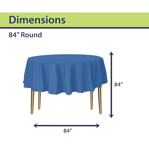 Image of Party Dimensions Blue Disposable Plastic Tablecloth for Round Tables (36 Pack) Table Cloths for Parties, Events & Weddings, Indoors & Outdoors, 84 inches, Plastic Table Cover