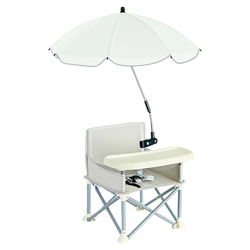 Asiento Elevador, Accesorio para Trona de Viaje, Equipo de Alimentación Infantil, Diseño Compacto y, Sombrilla Extraíble con Protección Solar, Asientos de Restaurante de Calidad, Gris