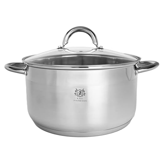 KARL HAUSMANN Pentola Acciaio Inox - 5L - 24 cm - Casseruola Induzione con Coperchio Vetro - Pentola Inox 18/0 - Scala Misura - Per Tutti i Fuochi - Pentole Acciaio Inossidabile