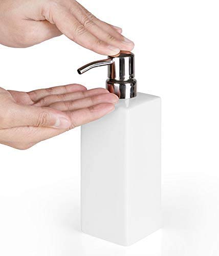 White Ceramic Soap Dispenser For Bathroom Kitchen Countertop - Lotion & Liquid Dispenser Soap Bottle (Ceramic) #TOP4