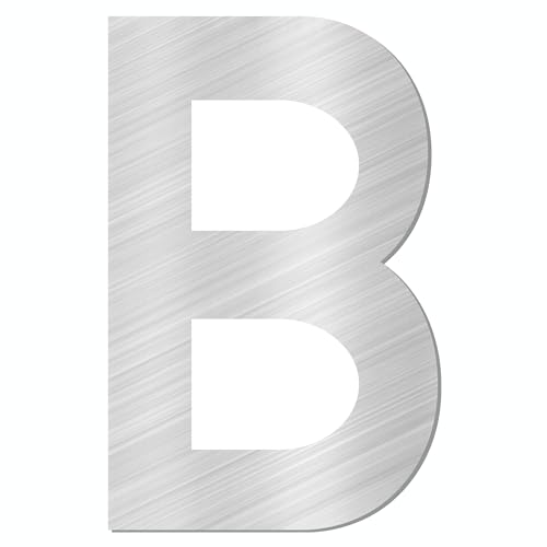 TECHZOCO Letra B casa, Letra B para puerta de piso, Letra B para buzón, Letra B oara pared, Letra B para casa, Acero inoxidable 304, 75 mm alto x 47 mm ancho, Adhesivo, Color Plateado