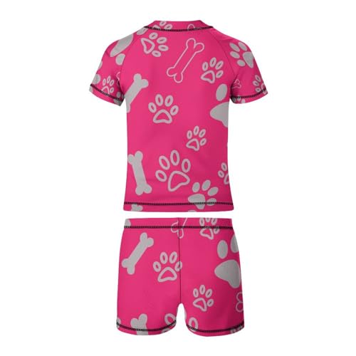 Dog Paws Pattern and BoneChildren's Swimsuits Boys Two Piece Suit8-10Y（130cm）3