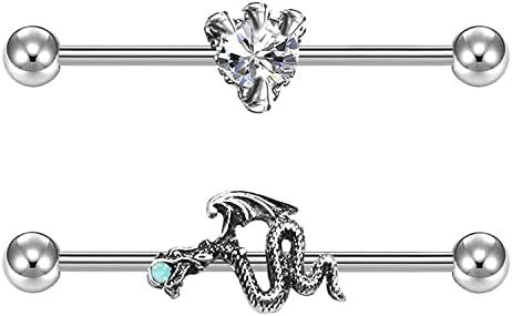 CHARMONLINE 14G Dragon Claw Industrial Barbell Cartilage Earring 316L Surgical Steel Industrial Barbell Cartilage Earring Body Piercing Jewelry for Women Men