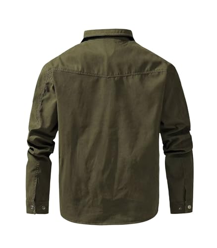 Image of FTIMILD Men's Flannel Lined Shirt Jacket Rugged Snap Button Shacket Cowboy Western Style Long Sleeve Outdoor Fall Jacket