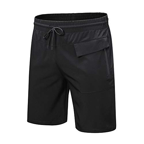 Lixada Men's Workout Running Shorts Sports Fitness Gym Training Quick Dry Loose Breathable Athletic Workout Shorts with Zip Pockets