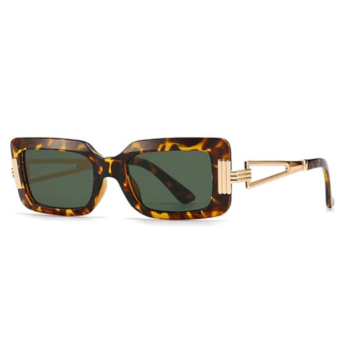 Lunettes de soleil rectangle de luxe aux finitions métalliques élégantes pour hommes et femmes