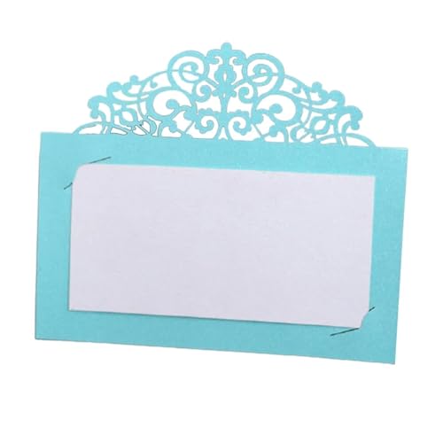 LIUHLFSR Tarjetas de lugar for mesa con nombre y mensaje encaje, cortadas láser, flores vintage, for decoración bodas, cumpleaños fiestas, 50 o 100 unidades para Bodas, Cumpleaños(Blue,100pcs)