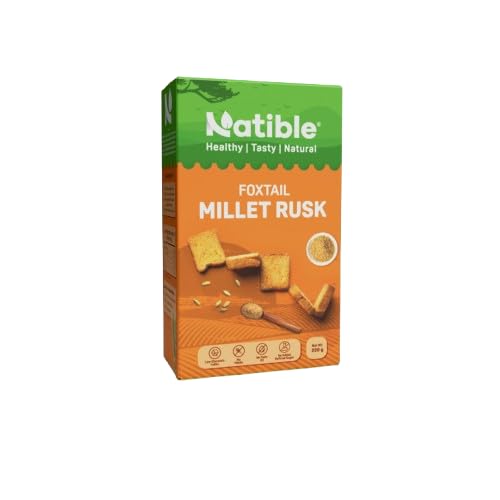 Natible Foxtail Millet Rusk I Healthy Diet Toast I No Maida No Refined Sugar I Made with Jaggery I Suitable for Kids & Adults (Pack of 1)