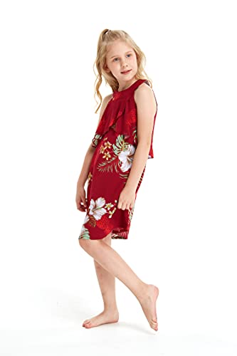 Image of Matchable Family Hawaiian Luau Men Women Girl Boy Clothes in Pineapple Garden Burgundy