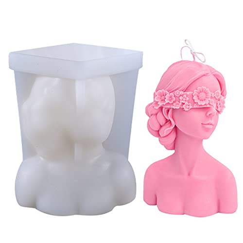 Forma de vela de silicona, mujer 3D con forma de vela de ojos cerrados, moldes de silicona para el cuerpo, moldes de silicona, fabricación de velas de silicona para la fabricación de velas aromáticas